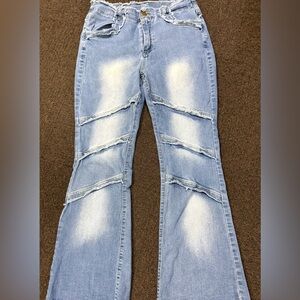 SHEIN CUTE Curve Raw Hem Frayed High Waisted Jeans size 14